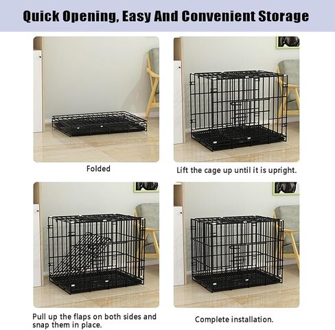 GKYZBB قفص كلب معدني قابل للطي مع صينية بلاستيكية، 24 بوصة × 17 بوصة × 20 بوصة، قفص سلكي، قفص الحيوانات الأليفة المحمول الداخلي بباب مزدوج، بيت الكلب الأليف، قفص السفر للكلاب، بيت الكلب في الهواء الطلق in Kuwait