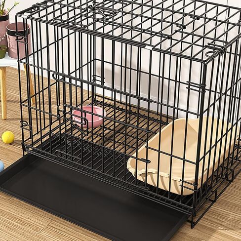 GKYZBB قفص كلب معدني قابل للطي مع صينية بلاستيكية، 24 بوصة × 17 بوصة × 20 بوصة، قفص سلكي، قفص الحيوانات الأليفة المحمول الداخلي بباب مزدوج، بيت الكلب الأليف، قفص السفر للكلاب، بيت الكلب في الهواء الطلق in Kuwait