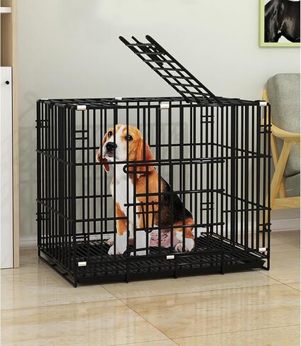 GKYZBB قفص كلب معدني قابل للطي مع صينية بلاستيكية، 24 بوصة × 17 بوصة × 20 بوصة، قفص سلكي، قفص الحيوانات الأليفة المحمول الداخلي بباب مزدوج، بيت الكلب الأليف، قفص السفر للكلاب، بيت الكلب في الهواء الطلق in Kuwait