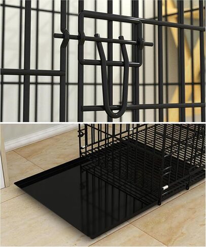 GKYZBB قفص كلب معدني قابل للطي مع صينية بلاستيكية، 24 بوصة × 17 بوصة × 20 بوصة، قفص سلكي، قفص الحيوانات الأليفة المحمول الداخلي بباب مزدوج، بيت الكلب الأليف، قفص السفر للكلاب، بيت الكلب في الهواء الطلق in Kuwait