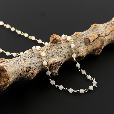 Natural Rose Quartz Crystals Beads Necklace Lanyard Eyeglass Mask Chain for Women Reading Glasses Rosary Cord Spectacle String Eyewear Frames Specs Jewelry Accessory Stylish Holder in Saudi Arabia