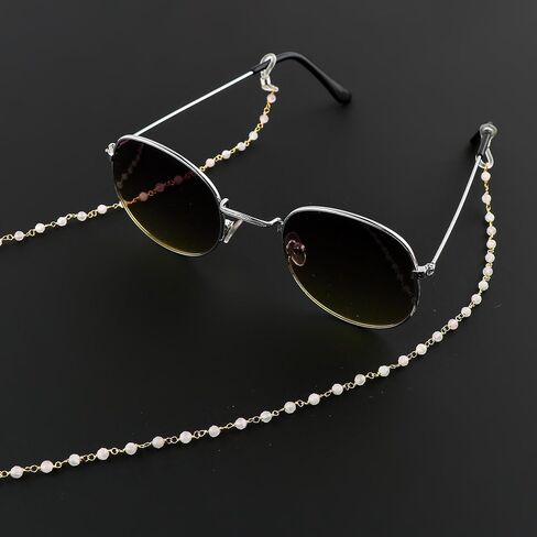 Natural Rose Quartz Crystals Beads Necklace Lanyard Eyeglass Mask Chain for Women Reading Glasses Rosary Cord Spectacle String Eyewear Frames Specs Jewelry Accessory Stylish Holder in Saudi Arabia