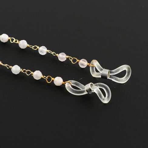 Natural Rose Quartz Crystals Beads Necklace Lanyard Eyeglass Mask Chain for Women Reading Glasses Rosary Cord Spectacle String Eyewear Frames Specs Jewelry Accessory Stylish Holder in Saudi Arabia