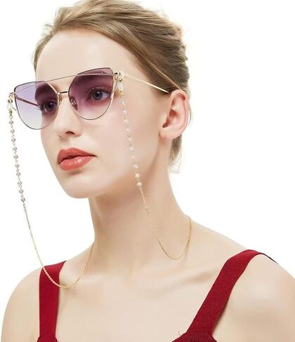 Natural Rose Quartz Crystals Beads Necklace Lanyard Eyeglass Mask Chain for Women Reading Glasses Rosary Cord Spectacle String Eyewear Frames Specs Jewelry Accessory Stylish Holder in Saudi Arabia