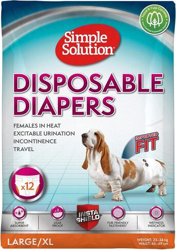 Simple Solution Disposable Dog Diapers for Female Dogs | Super Absorbent Leak-Proof Fit | Large | 12 Count (Pack of 1) in Kuwait