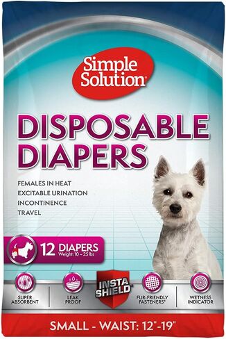 Simple Solution Disposable Dog Diapers for Female Dogs | Super Absorbent Leak-Proof Fit | Large | 12 Count (Pack of 1) in Kuwait