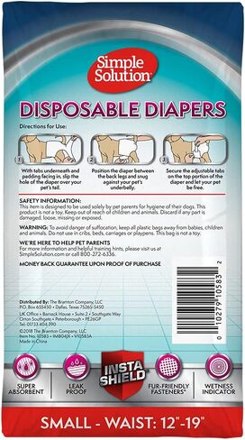 Simple Solution Disposable Dog Diapers for Female Dogs | Super Absorbent Leak-Proof Fit | Large | 12 Count (Pack of 1) in Kuwait