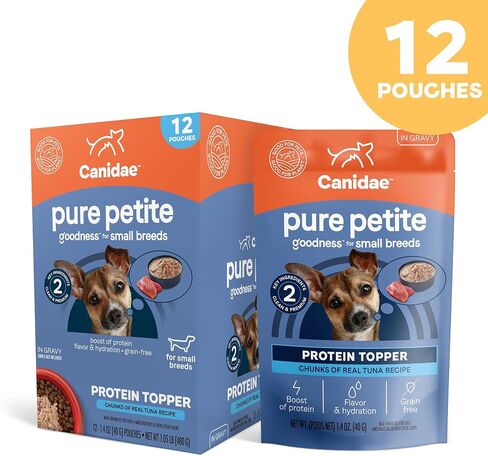 CANIDAE Pure Petite Protein Topper Wet Dog Food for Small Breeds, Chunks of Real Tuna in Gravy Recipe, 1.4 oz. (Case of 12) in Saudi Arabia