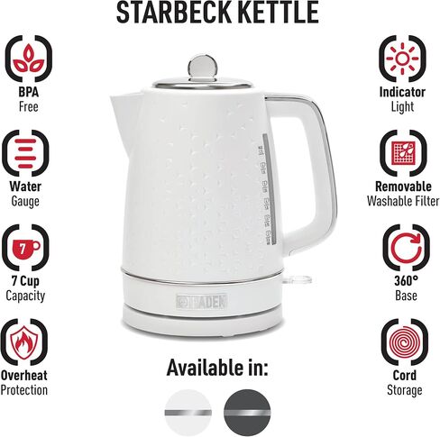 Haden Starbeck Electric Kettle Textured with Auto Shut Off, Boil Dry Protection, and Light Indicator for Home, Kitchen, and Boiling Purposes, Black in Saudi Arabia