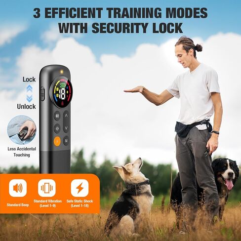 Dog Shock Collar with Remote Control, Electric Training Collars for Small Medium Large Dogs, Rechargeable Waterproof Correction Collar 1900Ft Remote Range Beep/Vibration/Safe Shock with Security Lock in Saudi Arabia