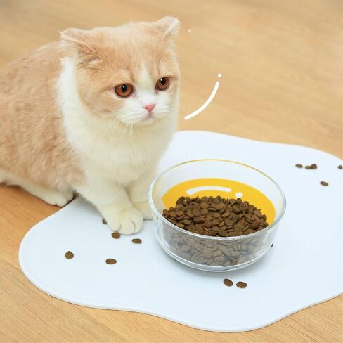 Pet Placemat for Dogs and Cats, Cartoon Fried Egg Shape Dog Feeding Mats Non-Slip Non-Spill Cat Food Mat Waterproof Silicone Puppy Bowl Mat Dog Water Bowl Tray for Small Medium and Large Pet in Saudi Arabia