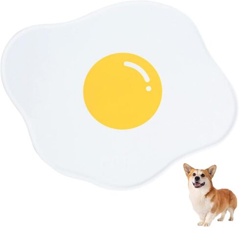 Pet Placemat for Dogs and Cats, Cartoon Fried Egg Shape Dog Feeding Mats Non-Slip Non-Spill Cat Food Mat Waterproof Silicone Puppy Bowl Mat Dog Water Bowl Tray for Small Medium and Large Pet in Saudi Arabia