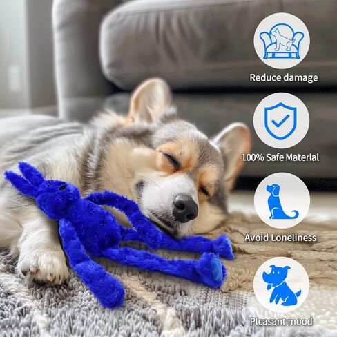 rabbit Squeaky Dog Toys - rabbit Interactive Dog Toy with Crinkle and Squeaky, Bunny Dog Plush Toys, Enrichment for Small and Medium Breed Puppies or Dogs, Cute and Plush (Blue) in Saudi Arabia