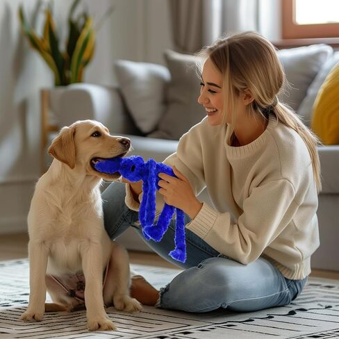 rabbit Squeaky Dog Toys - rabbit Interactive Dog Toy with Crinkle and Squeaky, Bunny Dog Plush Toys, Enrichment for Small and Medium Breed Puppies or Dogs, Cute and Plush (Blue) in Saudi Arabia