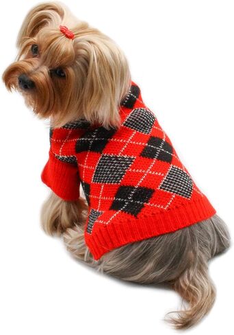 Dog/Puppy Argyle Turtleneck Sweater for Small Dogs (Argyle - Blue, M) in Kuwait