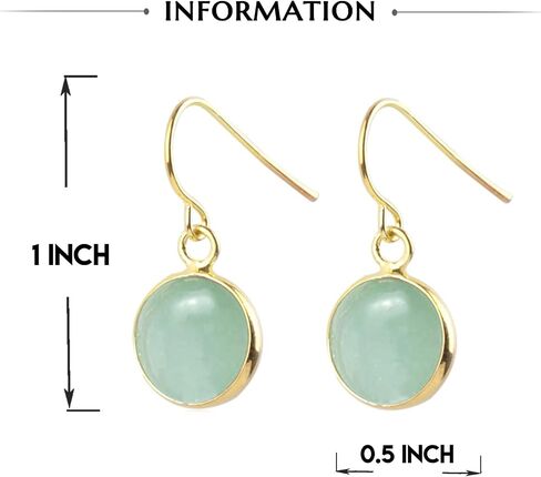 Gold Filled Green Jade Earrings For Women Light Green Jade Earrings For Women Dangle Stone Earrings Handmade Jade Jewelry Gift (Style 1) in Saudi Arabia
