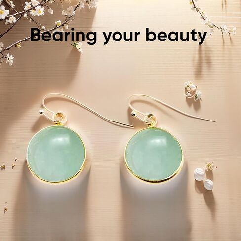 Gold Filled Green Jade Earrings For Women Light Green Jade Earrings For Women Dangle Stone Earrings Handmade Jade Jewelry Gift (Style 1) in Saudi Arabia