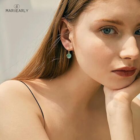 Gold Filled Green Jade Earrings For Women Light Green Jade Earrings For Women Dangle Stone Earrings Handmade Jade Jewelry Gift (Style 1) in Saudi Arabia