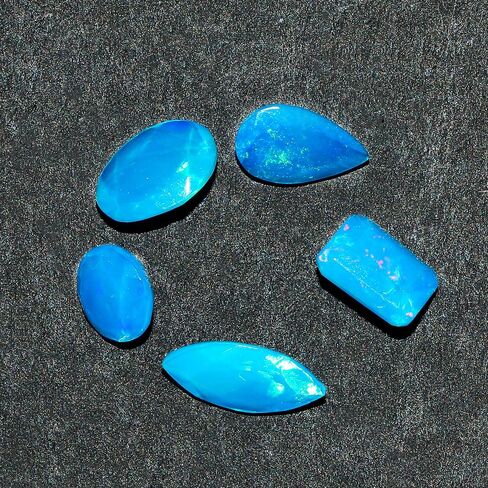 5 Pcs, AURA GEMS Natural Paraiba Opal Cabochon, Mix Shape Lot, Jewelry Making Supply, Chakra Energy Healing Gemstone, Real Blue Opal Crystal, Birthstone, Wholesale deal 5 mm to 12 mm in Saudi Arabia