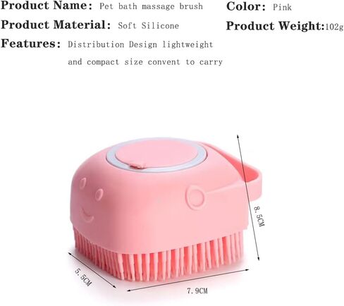 Chyix 2 Pack Dog Bath Brush, 2 in 1 Pet Bath Brush, soft silicone brush, pet massage brush shampoo dispenser, for short hair cat/dog/Puppy Bath (Pink) in Saudi Arabia