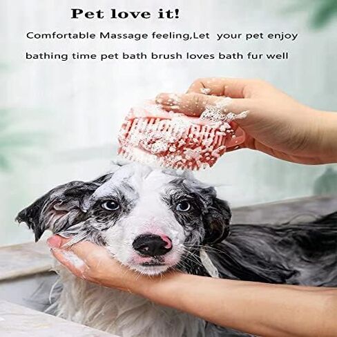 Chyix 2 Pack Dog Bath Brush, 2 in 1 Pet Bath Brush, soft silicone brush, pet massage brush shampoo dispenser, for short hair cat/dog/Puppy Bath (Pink) in Saudi Arabia