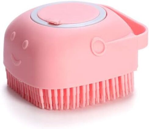 Chyix 2 Pack Dog Bath Brush, 2 in 1 Pet Bath Brush, soft silicone brush, pet massage brush shampoo dispenser, for short hair cat/dog/Puppy Bath (Pink) in Saudi Arabia