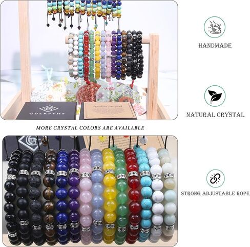 Healing Crystals Chakra Bracelets - Turquoise Bracelet - Tree of Life Protection Bracelet - Beaded Bracelets Yoga Stress Relief Reiki Stretch Bracelets for Women Men in Saudi Arabia