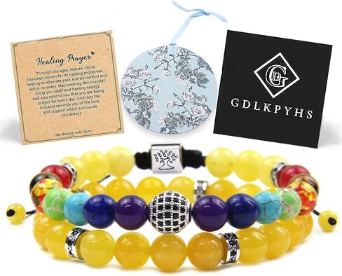 Healing Crystals Chakra Bracelets - Turquoise Bracelet - Tree of Life Protection Bracelet - Beaded Bracelets Yoga Stress Relief Reiki Stretch Bracelets for Women Men in Saudi Arabia