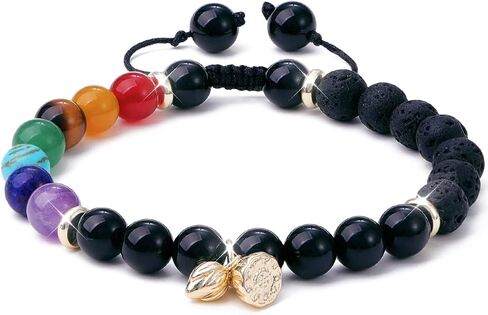 Anxiety Spiritual Stress Relief Fidget Chakra Healing Crystals Beaded Bracelets Mindfulness Meditation Essential Oils Accessories Gifts for Women Men (Obsidan Chakra) in Saudi Arabia