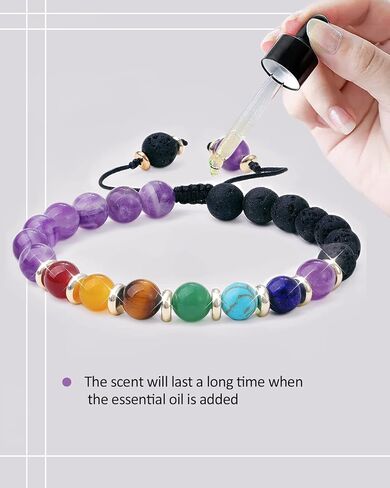 Anxiety Spiritual Stress Relief Fidget Chakra Healing Crystals Beaded Bracelets Mindfulness Meditation Essential Oils Accessories Gifts for Women Men (Obsidan Chakra) in Saudi Arabia