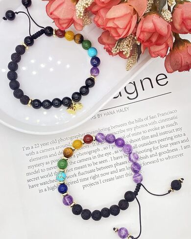 Anxiety Spiritual Stress Relief Fidget Chakra Healing Crystals Beaded Bracelets Mindfulness Meditation Essential Oils Accessories Gifts for Women Men (Obsidan Chakra) in Saudi Arabia