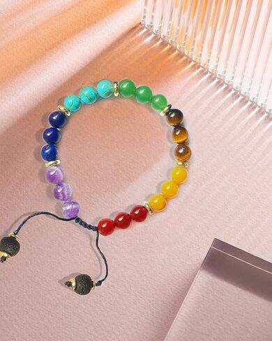 Anxiety Spiritual Stress Relief Fidget Chakra Healing Crystals Beaded Bracelets Mindfulness Meditation Essential Oils Accessories Gifts for Women Men (Obsidan Chakra) in Saudi Arabia