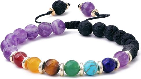 Anxiety Spiritual Stress Relief Fidget Chakra Healing Crystals Beaded Bracelets Mindfulness Meditation Essential Oils Accessories Gifts for Women Men (Obsidan Chakra) in Saudi Arabia