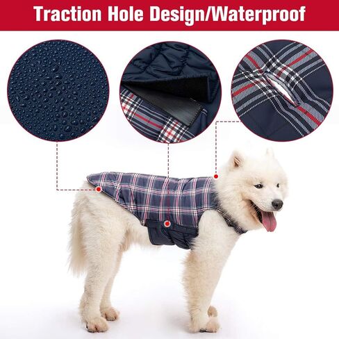 PAWCHIE Dog Winter Coat - Reversible Winter Jacket Cold Weather Clothes for Dogs, Warm Coat Waterproof & Windproof, Soft Comfortable for Medium Large Dogs Wearing in Saudi Arabia