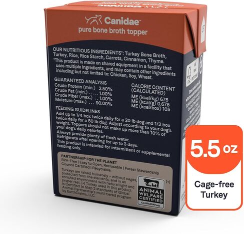 CANIDAE Pure Bone Broth Topper with Real Turkey & Rice Wet Dog Food, 5.5 oz. (Case of 12) in Saudi Arabia