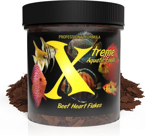 Xtreme Beef Heart Flakes - High Protein, Nutrient-Dense for Tropical & Freshwater Fish, Supports Growth, Color Enhancement, Easy Digestion - Ideal for Discus and Cichlids (1oz) in Saudi Arabia