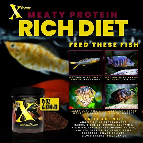 Xtreme Beef Heart Flakes - High Protein, Nutrient-Dense for Tropical & Freshwater Fish, Supports Growth, Color Enhancement, Easy Digestion - Ideal for Discus and Cichlids (1oz) in Saudi Arabia