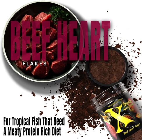 Xtreme Beef Heart Flakes - High Protein, Nutrient-Dense for Tropical & Freshwater Fish, Supports Growth, Color Enhancement, Easy Digestion - Ideal for Discus and Cichlids (1oz) in Saudi Arabia
