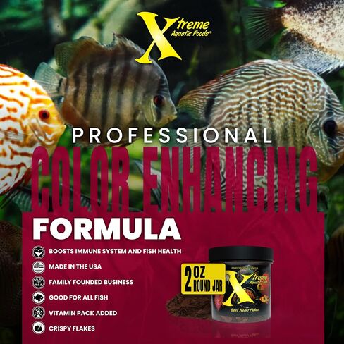 Xtreme Beef Heart Flakes - High Protein, Nutrient-Dense for Tropical & Freshwater Fish, Supports Growth, Color Enhancement, Easy Digestion - Ideal for Discus and Cichlids (1oz) in Saudi Arabia