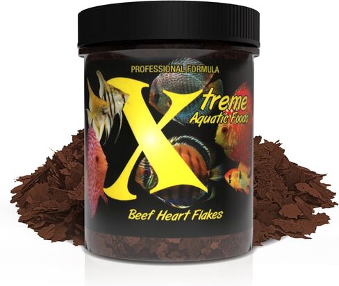 Xtreme Beef Heart Flakes - High Protein, Nutrient-Dense for Tropical & Freshwater Fish, Supports Growth, Color Enhancement, Easy Digestion - Ideal for Discus and Cichlids (1oz) in Saudi Arabia