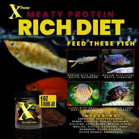 Xtreme Beef Heart Flakes - High Protein, Nutrient-Dense for Tropical & Freshwater Fish, Supports Growth, Color Enhancement, Easy Digestion - Ideal for Discus and Cichlids (1oz) in Saudi Arabia
