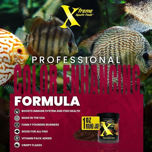 Xtreme Beef Heart Flakes - High Protein, Nutrient-Dense for Tropical & Freshwater Fish, Supports Growth, Color Enhancement, Easy Digestion - Ideal for Discus and Cichlids (1oz) in Saudi Arabia