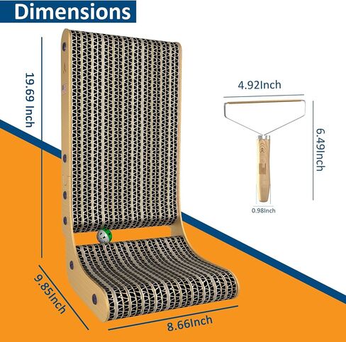 cat Scratcher Durable L Shape Cat Scratch Pad Cat Toys Multifunction Cat Scratch Pad Wall Mounted Cat Scratching Cardboard Post with Ball Toy for Indoor Cat Pet Hair Remover & Catnip Included in Saudi Arabia