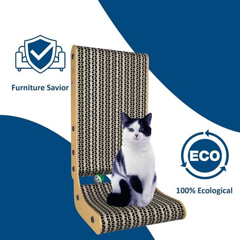 cat Scratcher Durable L Shape Cat Scratch Pad Cat Toys Multifunction Cat Scratch Pad Wall Mounted Cat Scratching Cardboard Post with Ball Toy for Indoor Cat Pet Hair Remover & Catnip Included in Saudi Arabia