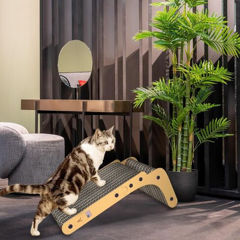 cat Scratcher Durable L Shape Cat Scratch Pad Cat Toys Multifunction Cat Scratch Pad Wall Mounted Cat Scratching Cardboard Post with Ball Toy for Indoor Cat Pet Hair Remover & Catnip Included in Saudi Arabia