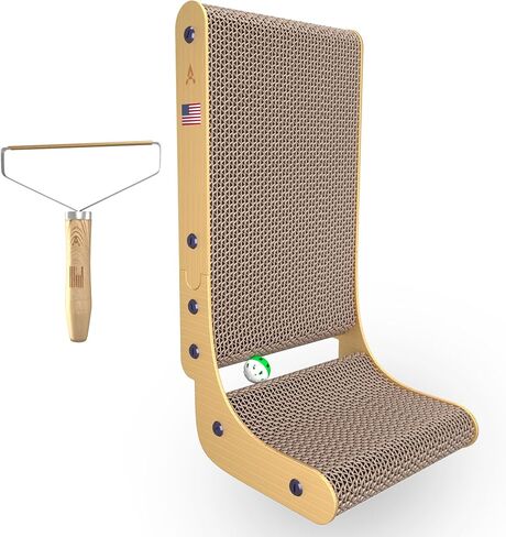 cat Scratcher Durable L Shape Cat Scratch Pad Cat Toys Multifunction Cat Scratch Pad Wall Mounted Cat Scratching Cardboard Post with Ball Toy for Indoor Cat Pet Hair Remover & Catnip Included in Saudi Arabia