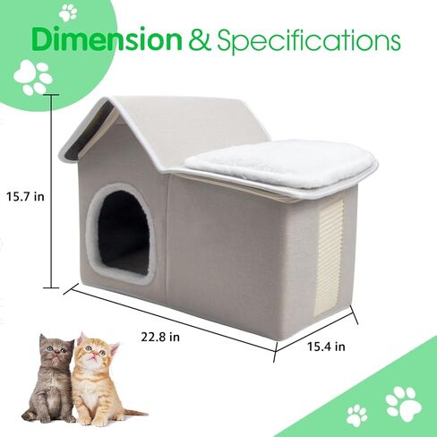 بيت القطط للقطط الداخلية، بيت الحيوانات الأليفة، سرير للقطط، كهف مع حصيرة رقيق ووسادة خدش للقطط والقطط والحيوانات الأليفة التي يصل وزنها إلى 22 رطلًا in Kuwait