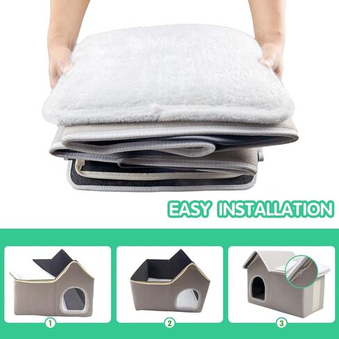 بيت القطط للقطط الداخلية، بيت الحيوانات الأليفة، سرير للقطط، كهف مع حصيرة رقيق ووسادة خدش للقطط والقطط والحيوانات الأليفة التي يصل وزنها إلى 22 رطلًا in Kuwait