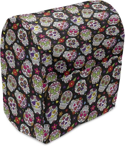 Ambesonne Blue Stand Mixer Cover, Abstract Damask Inspired Curvy Flower Ornate Flourish Royal Revival Retro, Kitchen Appliance Organizer Bag Cover with Pockets, 6-8 Quarts, Indigo Aqua in Saudi Arabia
