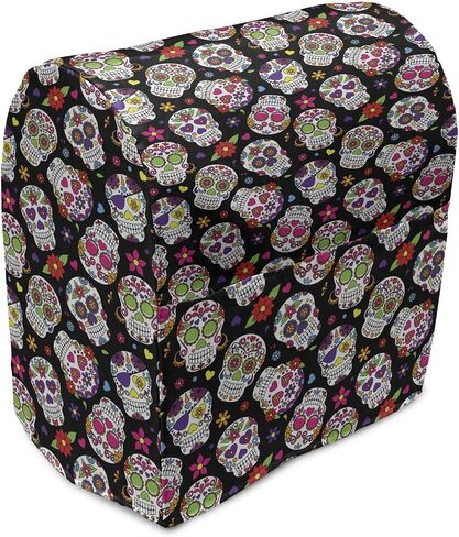 Ambesonne Blue Stand Mixer Cover, Abstract Damask Inspired Curvy Flower Ornate Flourish Royal Revival Retro, Kitchen Appliance Organizer Bag Cover with Pockets, 6-8 Quarts, Indigo Aqua in Saudi Arabia